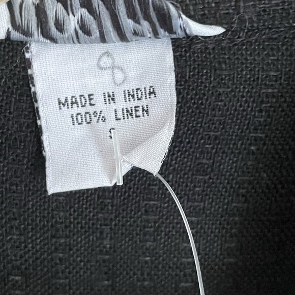 NWT Toofan Black Button Front Midi Shirt Dress Linen Long Sleeve Minimalist S - Picture 5 of 9